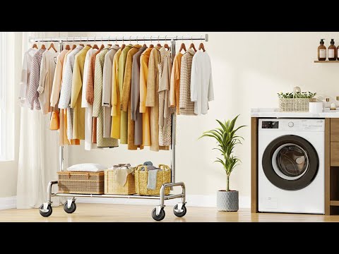 Raybee Heavy-Duty Rolling Clothes Rack, 75" Extra Wide 67"H Garment Rack with Shelf & 4 Side Hooks | 450LBS Capacity, Extendable Hanging Bar, 360° Lockable Casters, Side Hooks