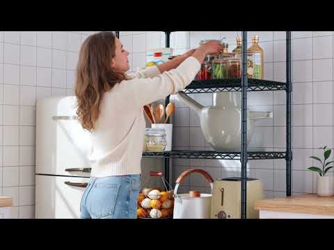 Reibii 5-Tier Adjustable Metal Wire Shelving Unit, 21.5 Inch Wide Heavy Duty 1010 LBS Storage Rack Organizer for Pantry, Kitchen, Dorm & Garage
