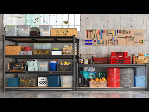 REIBII 48" W x 24" D Garage Storage Shelves, 2150 lbs Heavy Duty Metal Shelving Racks, Adjustable Storage Rack for Garage Kitchen Pantry