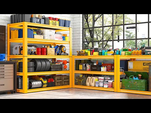 REIBII 72"H Metal Garage Shelving , 2500 LBS Adjustable Industrial Metal Storage Shelves