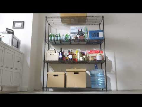 REIBII 45.3" W Wire Shelving, 4-Tier Adjustable, Storage Rack Metal Wire Shelves for Pantry Kitchen Commercial