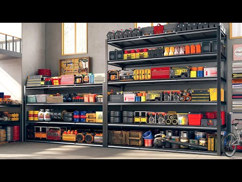REIBII 6-tier 60"W 3500LBS Heavy Duty Garage Shelving, Adjustable Metal Shelving,Industrial Storage Shelves for Garage,Warehouse, Basement