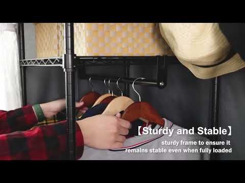 Raybee 76"W Heavy Duty Clothes Rack with Cover,1150LBS Wardrobe Closet,Adjustable Portable Closet for Bedroom