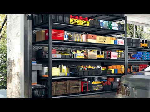 REIBII 6-tier 60"W 3500LBS Heavy Duty Garage Shelving, Adjustable Metal Shelving,Industrial Storage Shelves for Garage,Warehouse, Basement