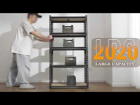 REIBII 5-Tier 28" W Metal Shelving Unit, 2020 lbs Capacity Boltless Storage Rack for Garage, Pantry, Kitchen, Basement – Adjustable Shelf, Small Space Solution with Wall Anchors