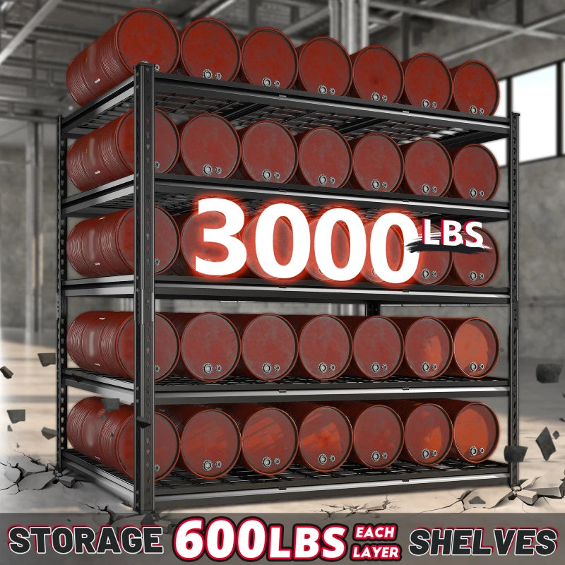 reibii 3000 lbs heavy duty garage shelving 5 tiers 