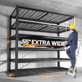 REIBII 55.2"W Heavy Duty Garage Shelving, Metal Storage Shelves With Adjustable Garage Storage Shelves for Basement, Warehouse, Utility Room