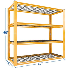 Reibii 4-Tier Shelves 60"H Garage Shelving Units 2200 LBS Free Assembly Tools Included for Basement, Warehouse, Workshop