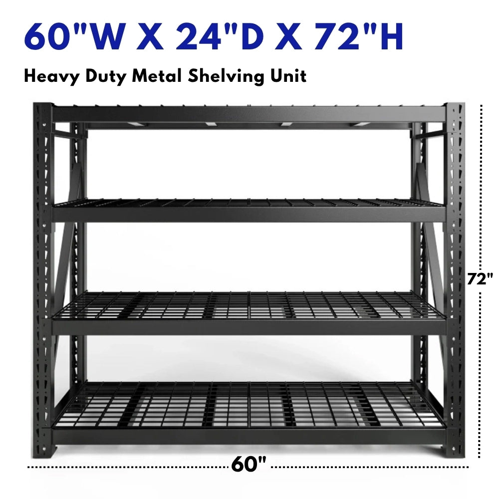 Garage Shelving Unit with Spacious Storage Space.60"×24"D×72"H