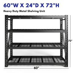 Garage Shelving Unit with Spacious Storage Space.60"×24"D×72"H