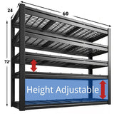 REIBII Garage Shelving 60"W Adjustable Heavy Duty Shelving Rust-Resistant Garage Storage Shelves for Warehouse, Basement,Workshop