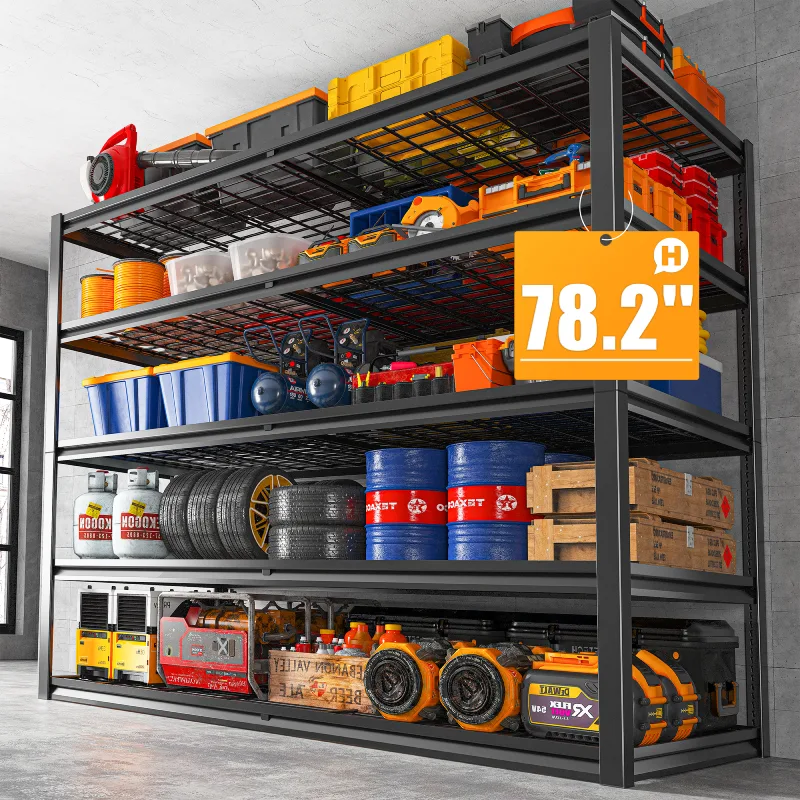 REIBII 55.2 Wide Heavy Duty Shelving Adjustable Metal Garage Storage R ...