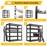REIBII 2 Packs 72" H Storage Shelves 5-Tier 2500LBS Adjustable Shelving Units for  Kitchen, Pantry, Basement and Garage
