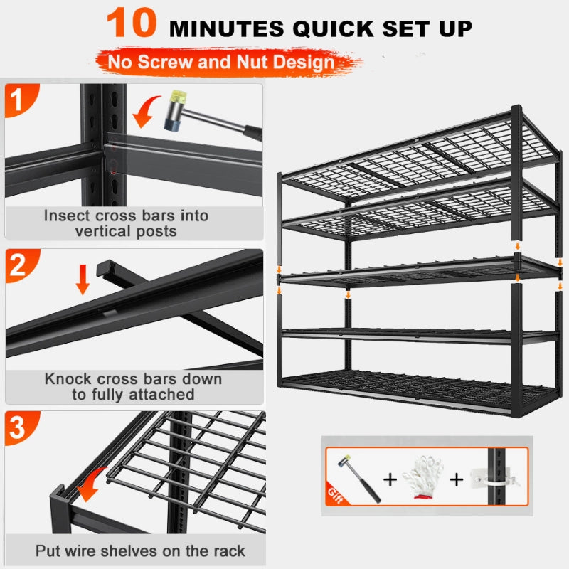 Rust-Proof Shelving for Garage, Industrial, Warehouse, Basement & Workshop