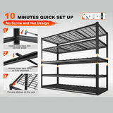 REIBII Garage Storage Shelves 60 Wide Adjustable Heavy Duty Shelving Rust-Resistant Industrial Rack for Warehouse, Basement,Workshop