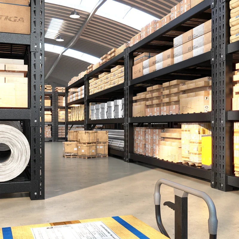 4-Tier 60"W x 24"D x 72"H Industrial Storage Shelves, 11000LBS Fully Adjustable Heavy Storage Unit for Warehouse Workshop Basement