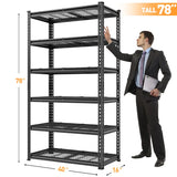 Reibii Heavy Duty Storage Shelves, Adjustable Steel Garage Shelves,Metal Shelving Rack for Garage, Warehouse, Basement, Workshop