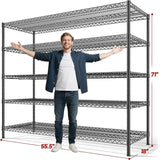 Reibii 55.5"W Wire Shelves,3200 lbs Heavy Duty Storage Shelves, Metal Shelves for Garage Kitchen Basement