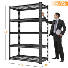 Reibii Heavy Duty Storage Shelves, Adjustable Steel Garage Shelves,Metal Shelving Rack for Garage, Warehouse, Workshop,Home Office, Kitchen