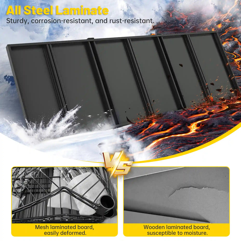 Standard steel shelves are prone to damage and deformation when subjected to heavy loads, but our Storage Metal Shelving features reinforced, thicker shelves. Additionally, each shelf is equipped with five cross-beams, further enhancing load-bearing capacity and torsional rigidity.