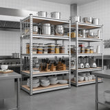 REIBII 35.5"W Galvanized Metal Shelving Unit, 5-Tier Adjustable Storage Shelves for Pantry, Kitchen, Laundry Room, Utility Room, Closet & Apartment Storage