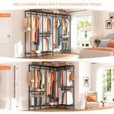 Raybee 900lbs Heavy Duty Clothing Rack, Adjustable Metal Clothes Rack with Hooks