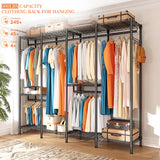 Raybee 900lbs Heavy Duty Clothing Rack, Adjustable Metal Clothes Rack with Hooks