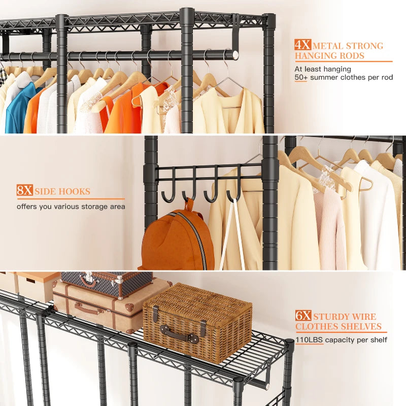 Raybee 900lbs Heavy Duty Clothing Rack, Adjustable Metal Clothes Rack ...