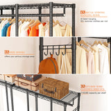 Raybee 900lbs Heavy Duty Clothing Rack, Adjustable Metal Clothes Rack with Hooks