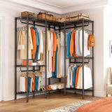 Raybee 900lbs Heavy Duty Clothing Rack, Adjustable Metal Clothes Rack with Hooks