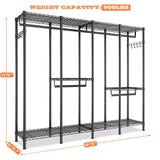 Raybee 900lbs Heavy Duty Clothing Rack, Adjustable Metal Clothes Rack with Hooks