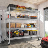Reibii 75.6"H Wire Shelving Units on Wheels, 2500 lbs Adjustable Wire Storage Shelves for Pantry Closet Commercial,Chrome