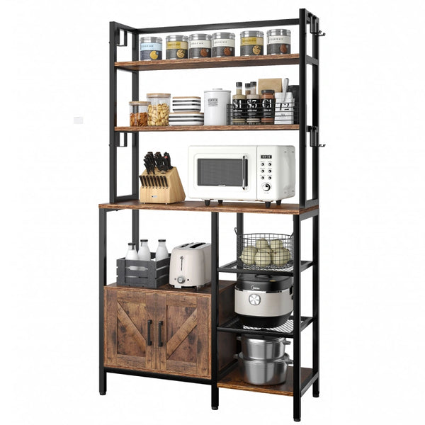 REIBII Metal Kitchen Bakers Rack with Wheels, 5-Tier Rolling Microwave –  Reibii