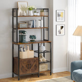 EnHomee 63 in. Kitchen Bakers Rack, 6-Tier Microwave Stand with Storage, Metal and Wood, Rustic Brown