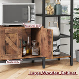 EnHomee 63 in. Kitchen Bakers Rack, 6-Tier Microwave Stand with Storage, Metal and Wood, Rustic Brown