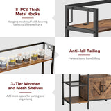 EnHomee 63 in. Kitchen Bakers Rack, 6-Tier Microwave Stand with Storage, Metal and Wood, Rustic Brown