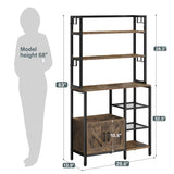 EnHomee 63 in. Kitchen Bakers Rack, 6-Tier Microwave Stand with Storage, Metal and Wood, Rustic Brown
