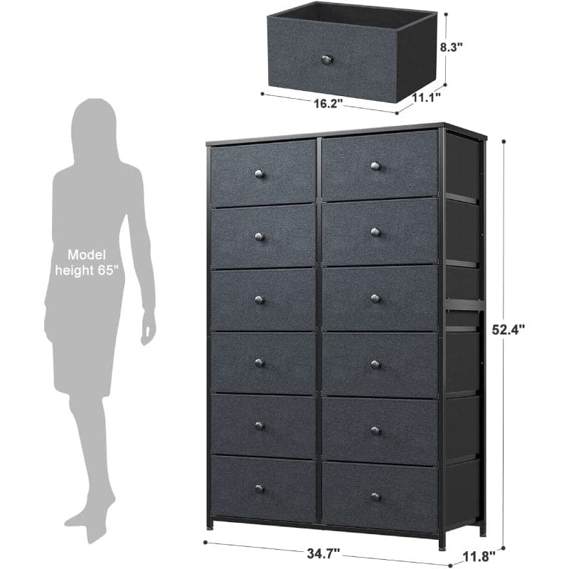 Enhomee grey dresser with 12 drawers dimension