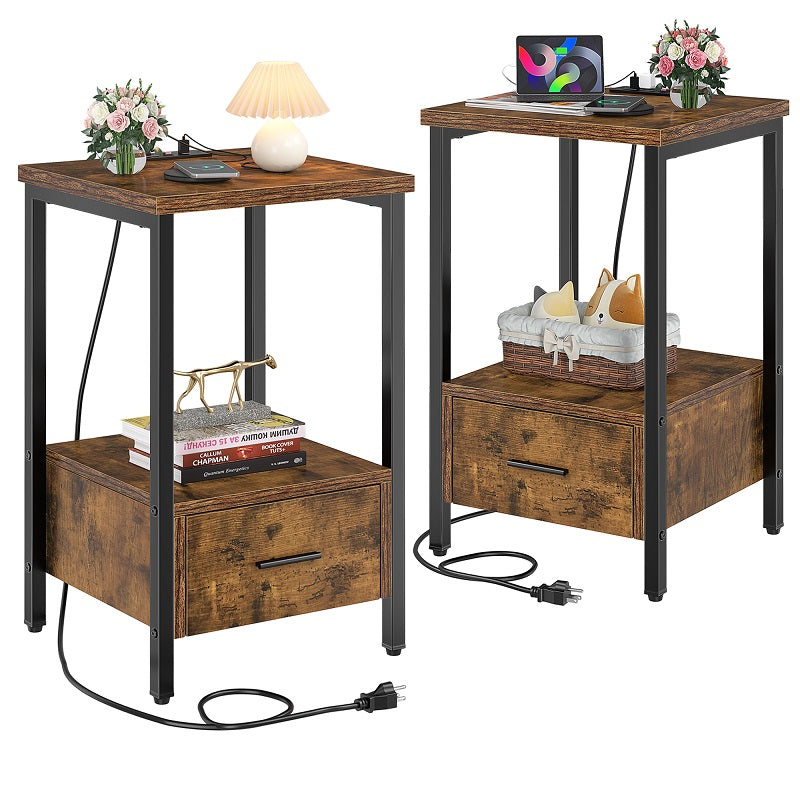 EnHomee Nightstand Set with Charging Station