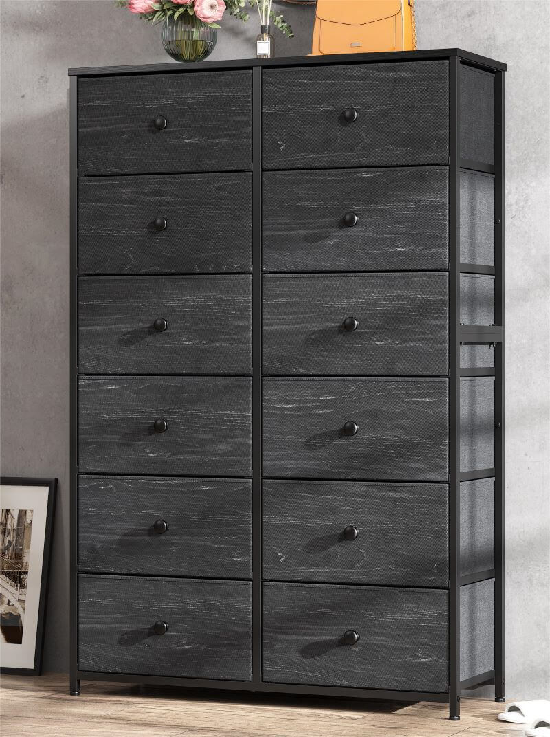 Enhomee Black Dresser with storage drawers for bedroom