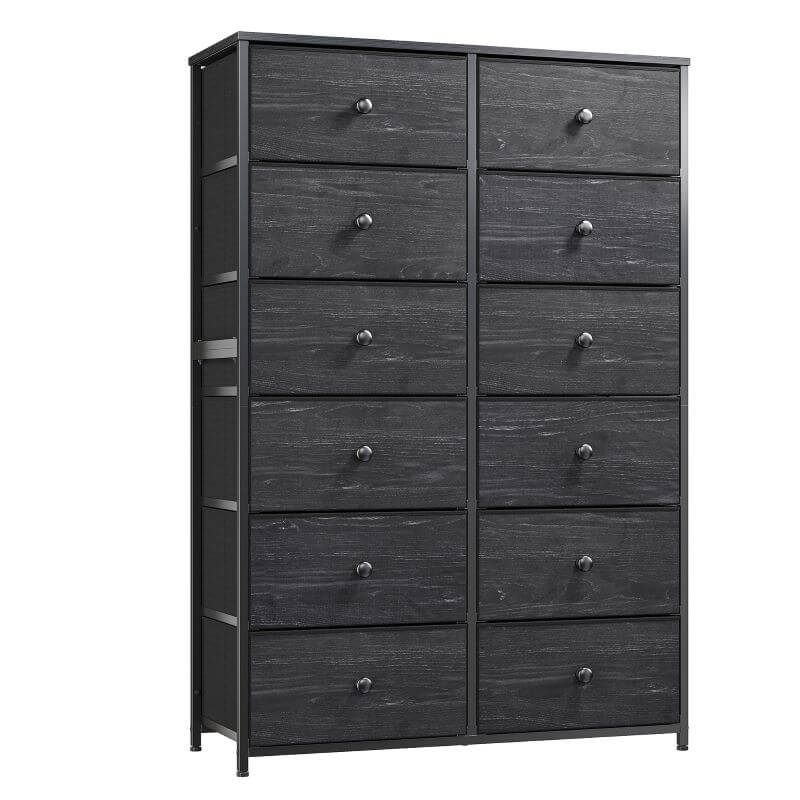 Enhomee black dresser with 12 drawers