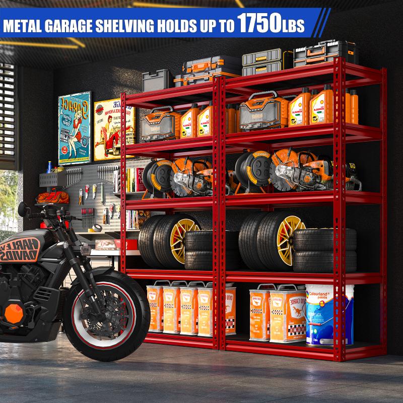 REIBII 72 All Metal Garage Shelving, 1750 Lbs Heavy Duty Adjustable R –  Reibii
