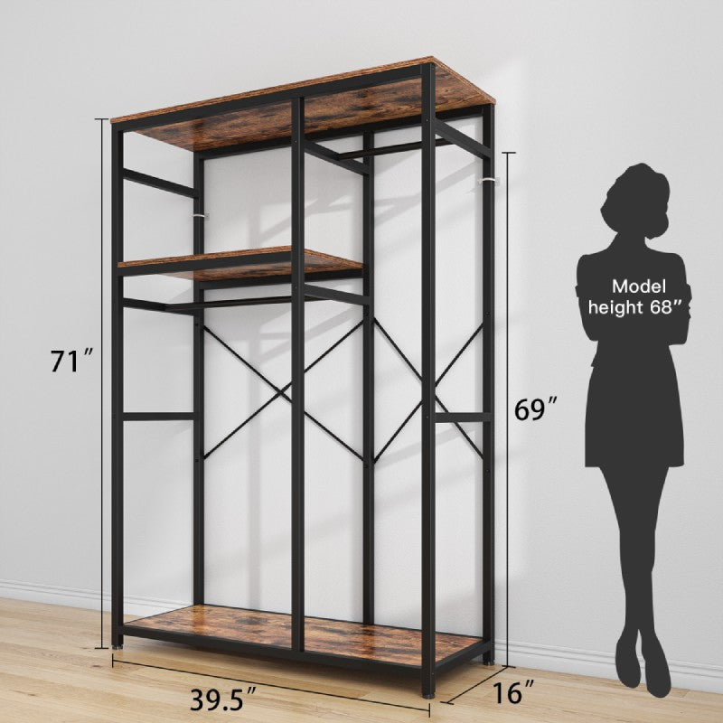 REIBII 16"D x 39.5"W x 71"H freestanding closet organizer with shelves