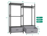 REIBII 71"H X 16"D X 46"W heavuy duty portable closet organizer with shelves and drawers