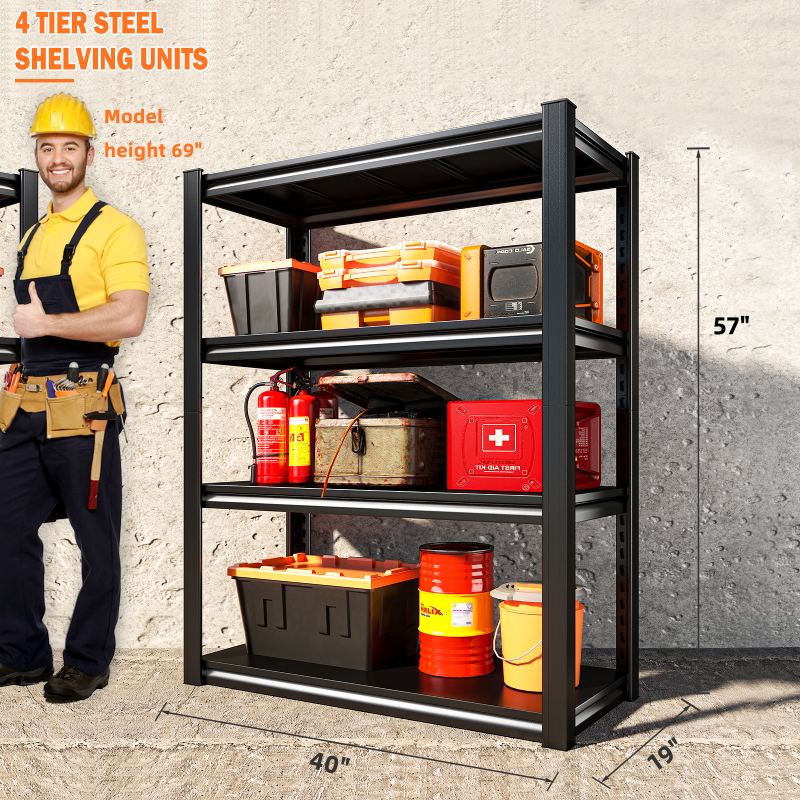 Storage Shelves Heavy Duty Steel Frame 5-Tier Garage Shelving Unit Metal  Shelf