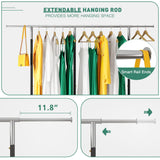 Raybee rolling hanging clothes rack with extendable hanging rods provides more hanging space