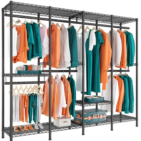 Raybee Freestanding Closet Rack Heavy Duty Wire Garment Rack In Bedroom –  Reibii