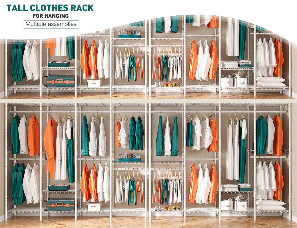 Raybee Free Standing Closet Organizer,Clothing Rack with Shelves