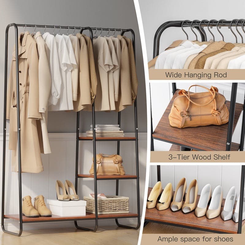 This hanging closet rack provides ample space for your different storage needs