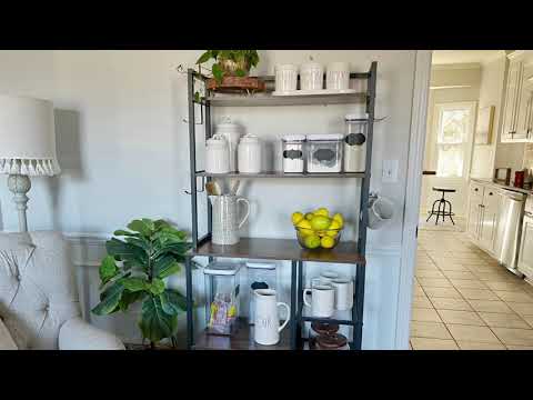 EnHomee 63 in. Kitchen Bakers Rack, 6-Tier Microwave Stand with Storage, Metal and Wood, Rustic Brown
